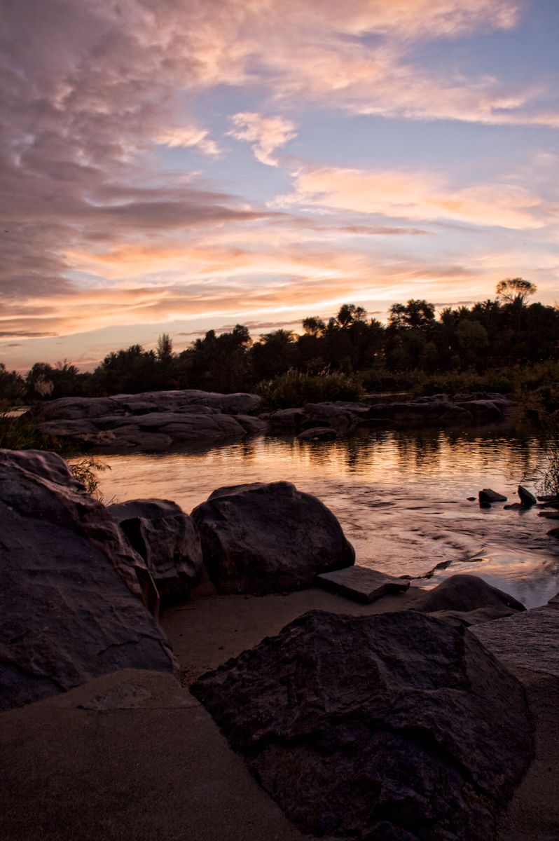 Ghat on Kaveri River, Narasingha Chaitanya Ashram